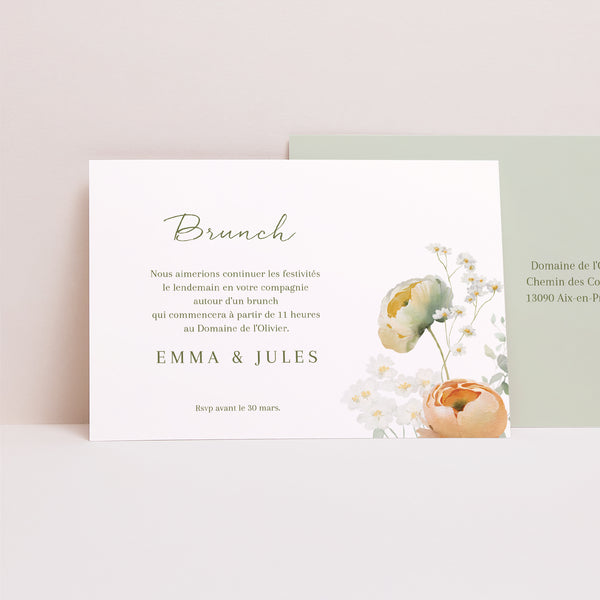 Invitations Mariage Paysage Romantic flowers photo