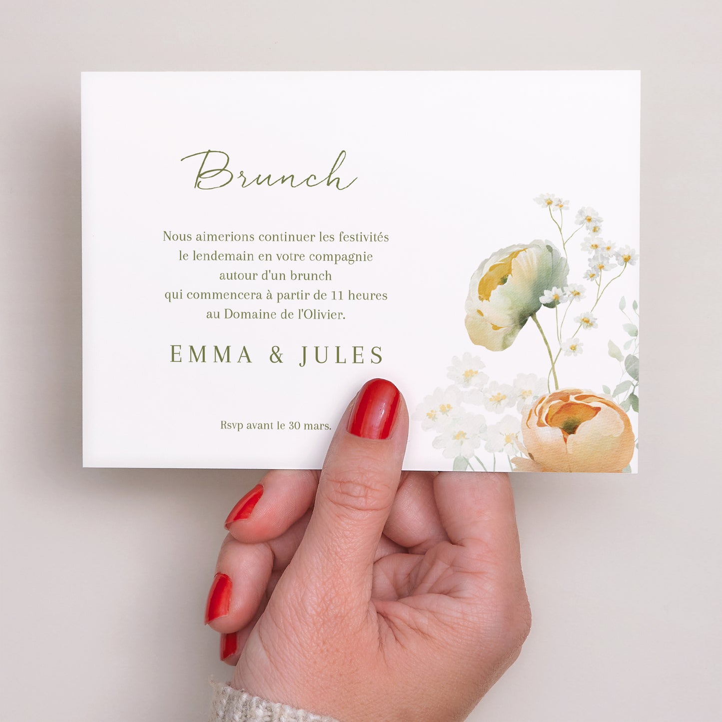 Invitations Mariage Paysage Romantic flowers photo N° 3