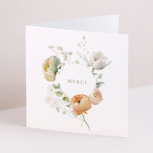 Remerciements Mariage Carré double volet Romantic flowers photo