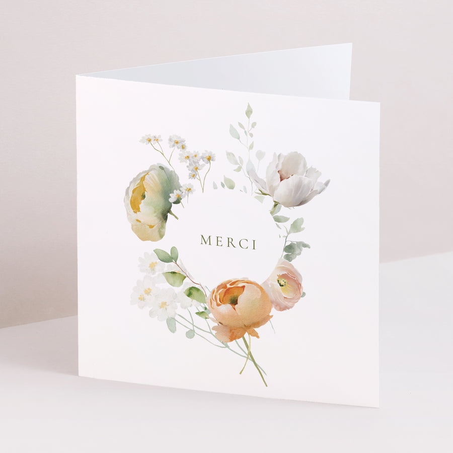 Remerciements Mariage Carré double volet Romantic flowers photo