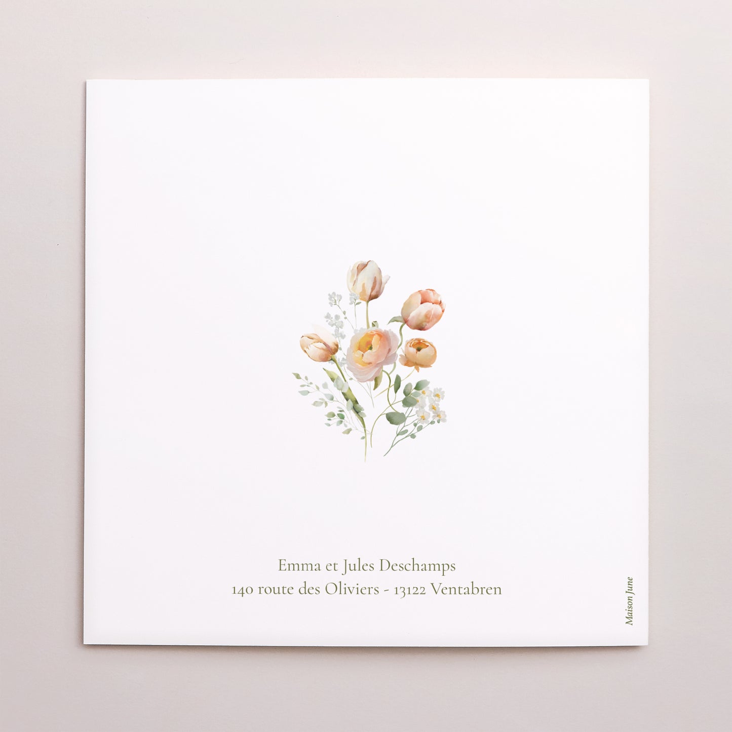Remerciements Mariage Carré double volet Romantic flowers photo N° 3