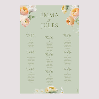 Plan de table Mariage Portrait 60 x 90 cm Romantic flowers photo N° 2