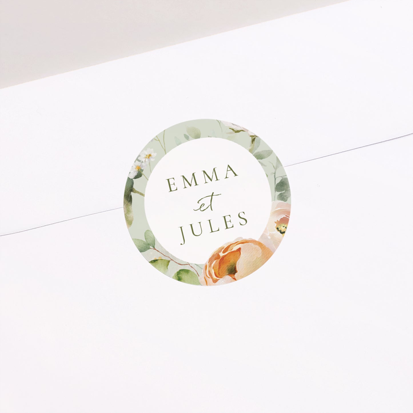 Sticker Mariage Rond Romantic flowers photo N° 1