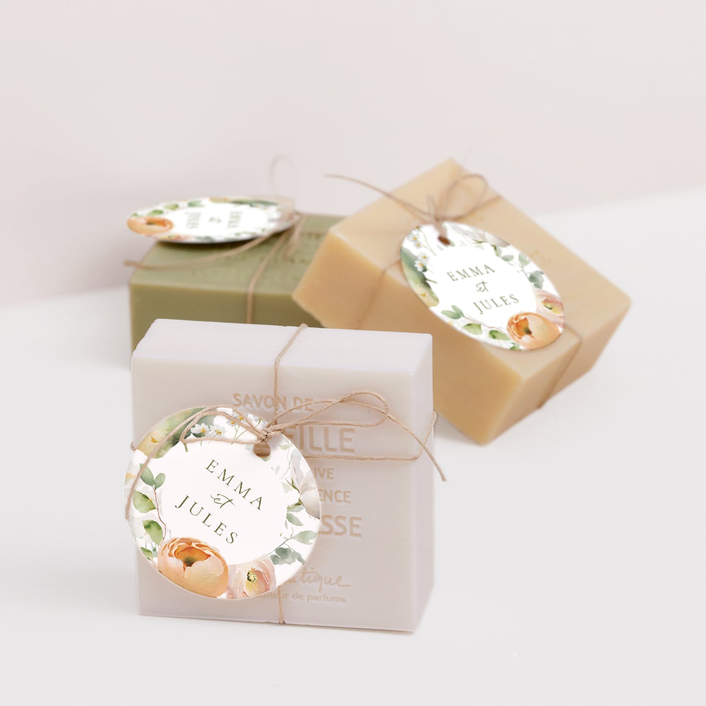 Etiquette perforée Mariage Ronde Romantic flowers photo N° 2