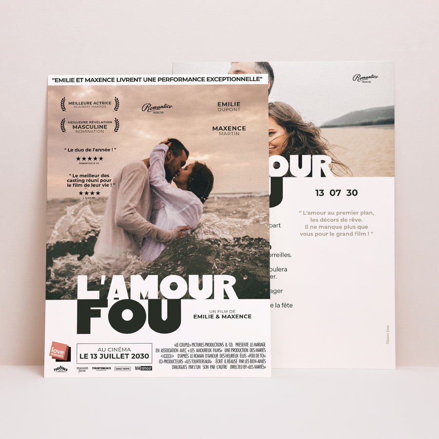Faire-part Mariage Grand format rectangle L'Amour fou photo