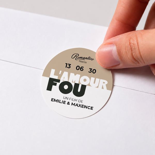 Sticker Mariage Rond L'Amour fou photo