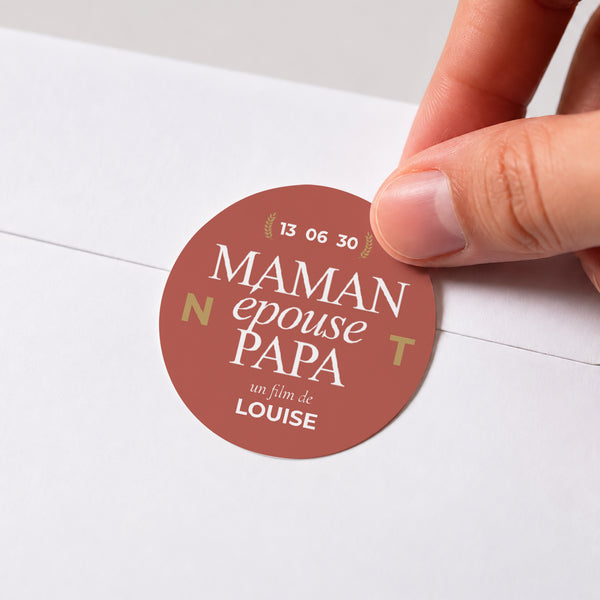 Sticker Mariage Rond Maman épouse Papa photo