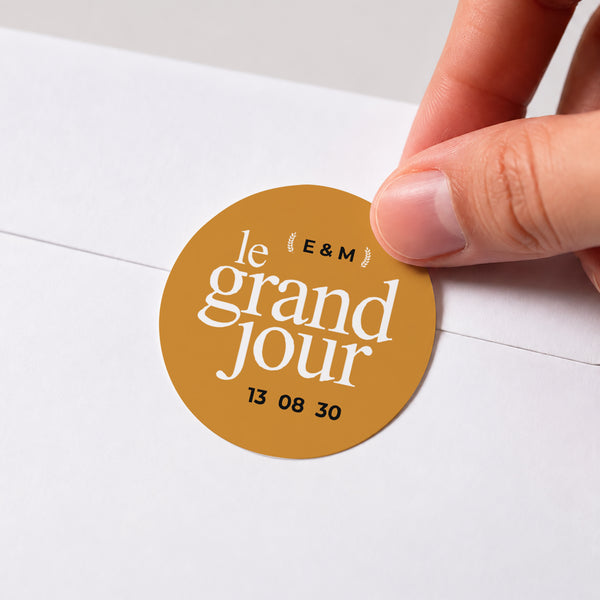 Sticker Mariage Rond Le grand jour photo