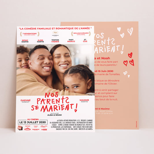 Faire-part Mariage Grand format rectangle Nos parents se marient photo