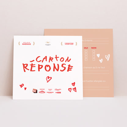 Carton réponse Mariage Carré Nos parents se marient photo N° 1