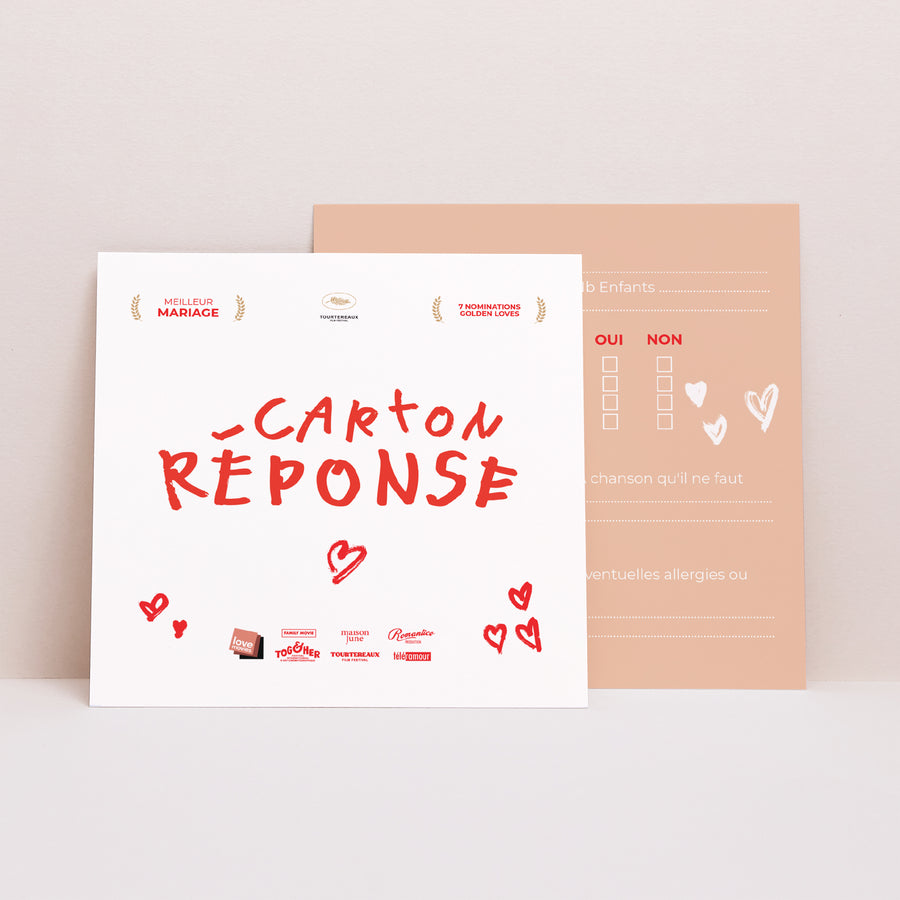 Carton réponse Mariage Carré Nos parents se marient photo