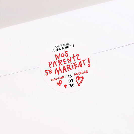 Sticker Mariage Rond Nos parents se marient photo