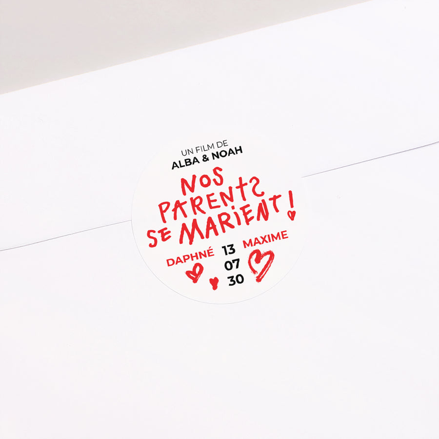 Sticker Mariage Rond Nos parents se marient photo