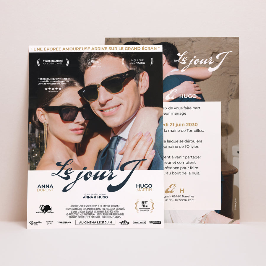 Faire-part Mariage Grand format rectangle Le jour J photo