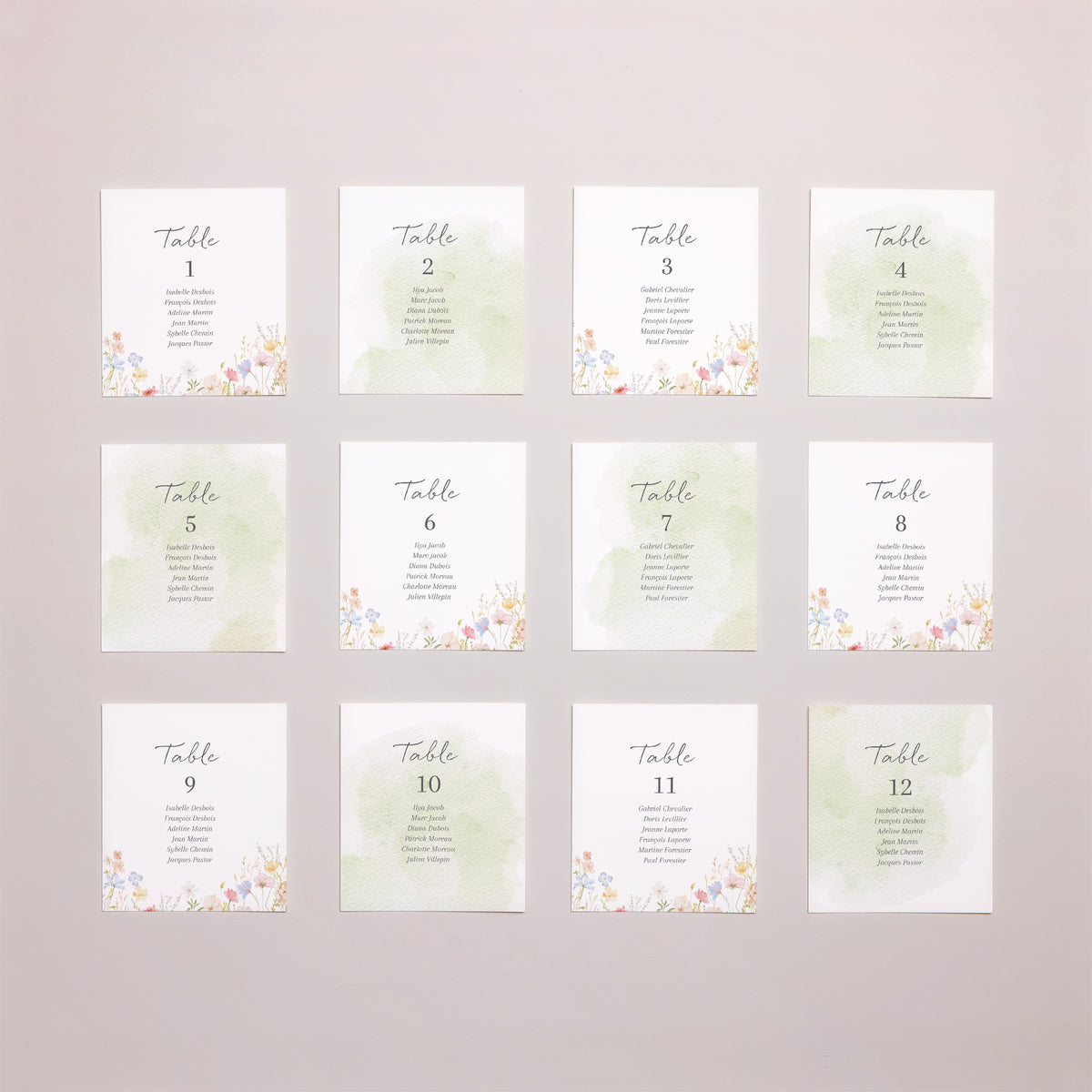Plan de table Mariage Lot de 12 Couronne de Fleurs Sauvages photo N° 1