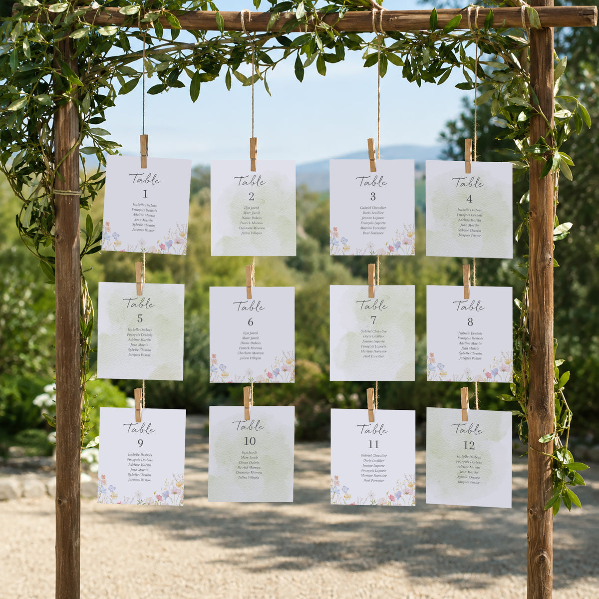 Plan de table Mariage Lot de 12 Couronne de Fleurs Sauvages photo N° 2