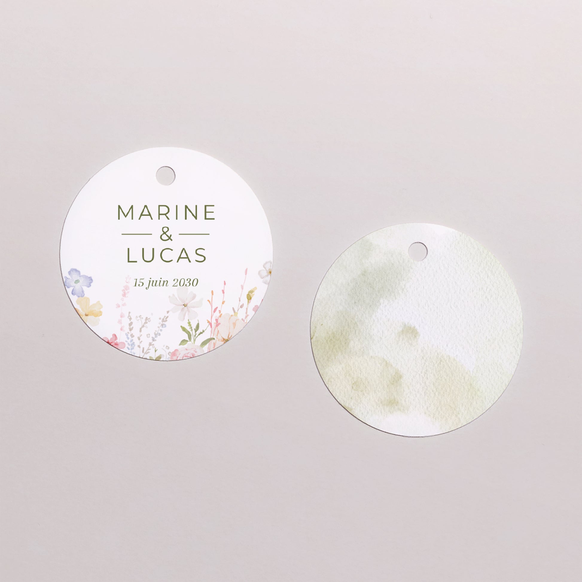 Boîte à dragées Mariage boule avec étiquette ronde Couronne de fleurs sauvages photo N° 3
