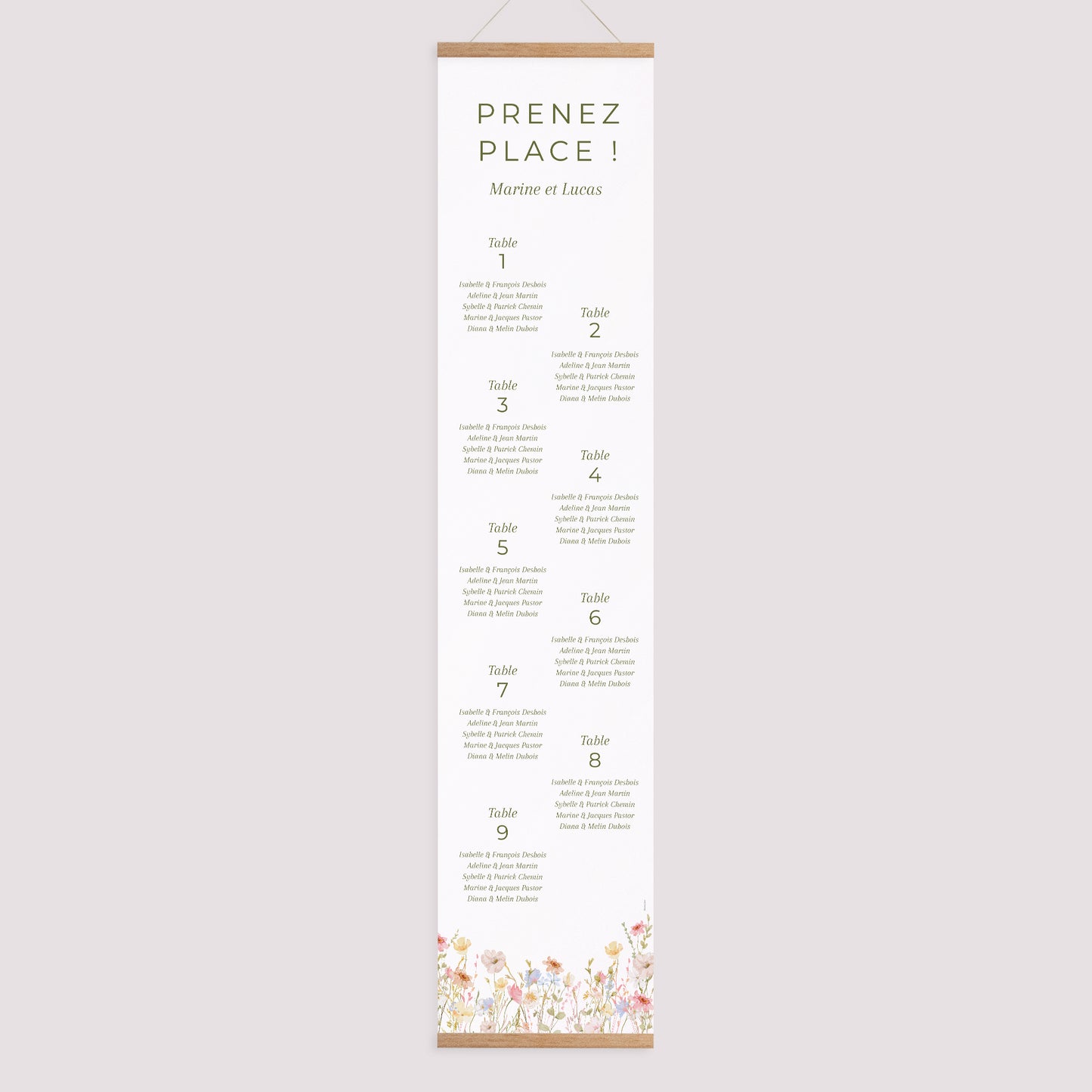 Plan de table Mariage Papier Couronne de Fleurs Sauvages photo N° 1