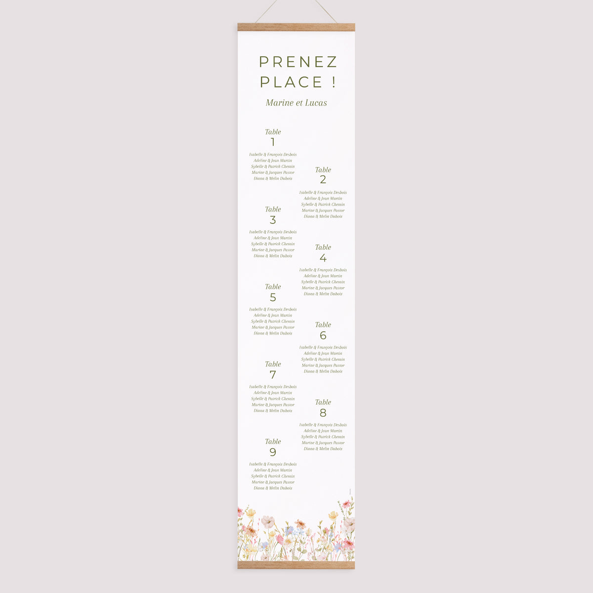 Plan de table Mariage Papier Couronne de Fleurs Sauvages photo N° 1