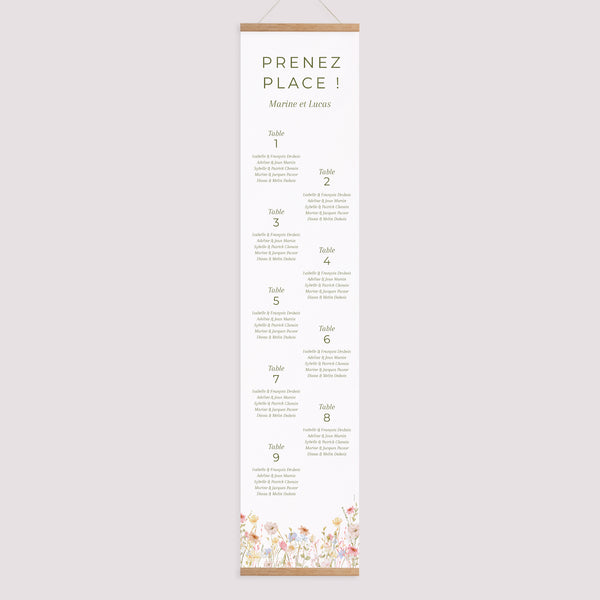 Plan de table Mariage Papier Couronne de Fleurs Sauvages photo