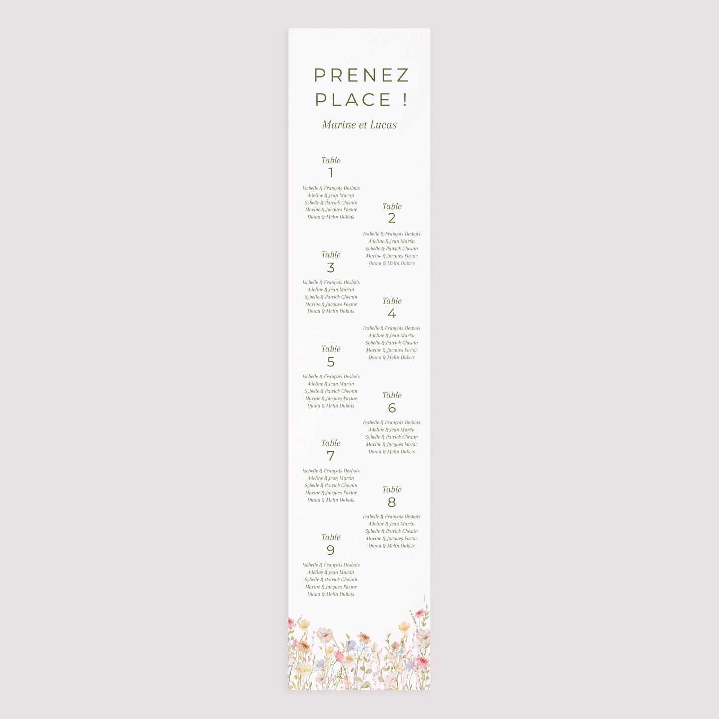 Plan de table Mariage Papier Couronne de Fleurs Sauvages photo N° 3