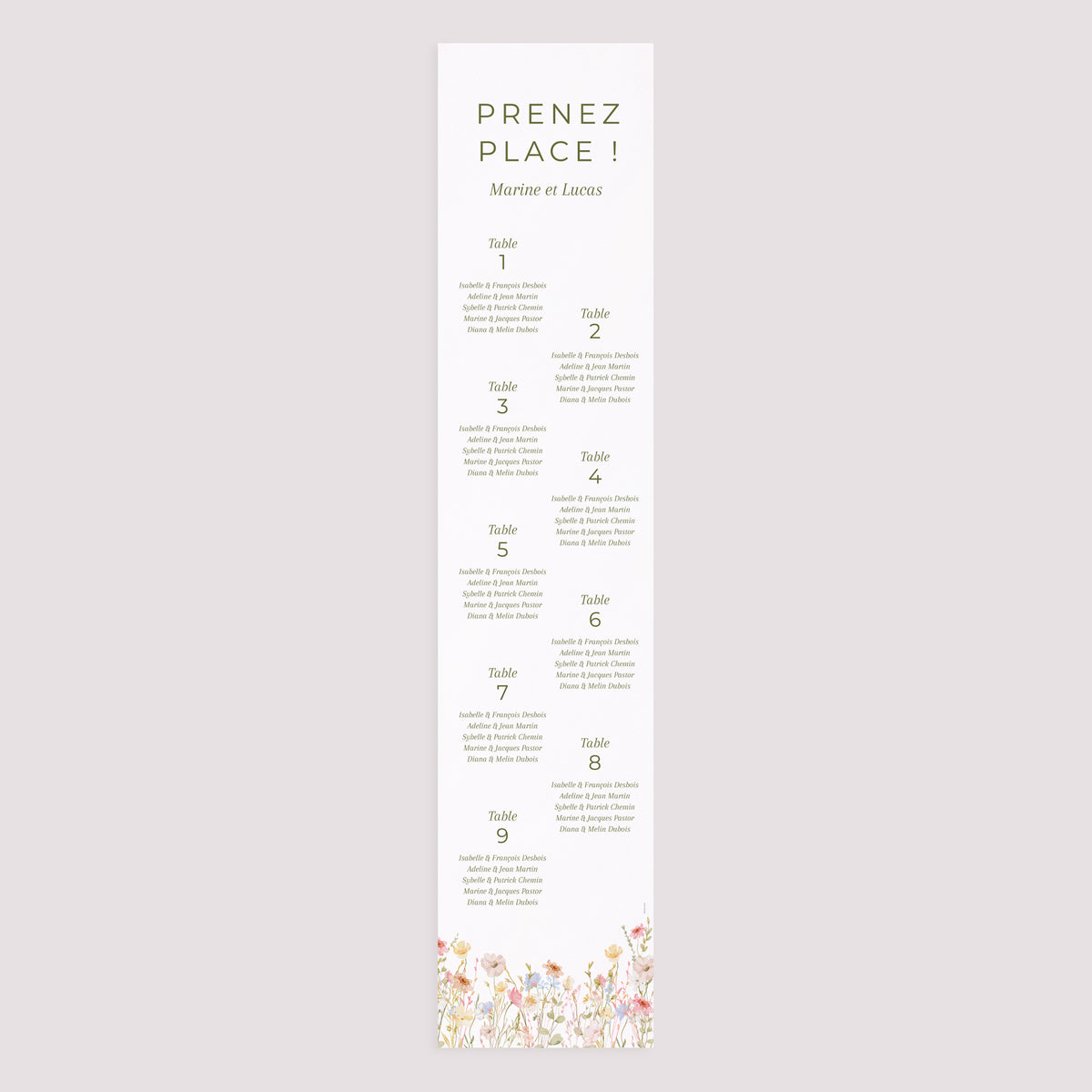 Plan de table Mariage Papier Couronne de Fleurs Sauvages photo N° 3