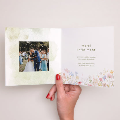 Remerciements Mariage Carré double volet Couronne de fleurs sauvages photo N° 2