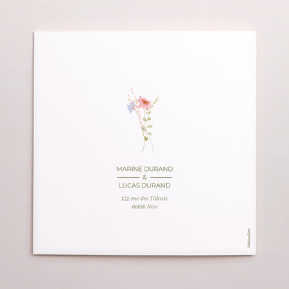 Remerciements Mariage Carré double volet Couronne de fleurs sauvages photo N° 3