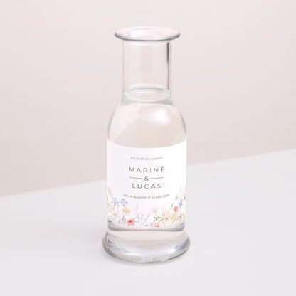 Etiquette bouteille Mariage Paysage Couronne de fleurs sauvages photo N° 2