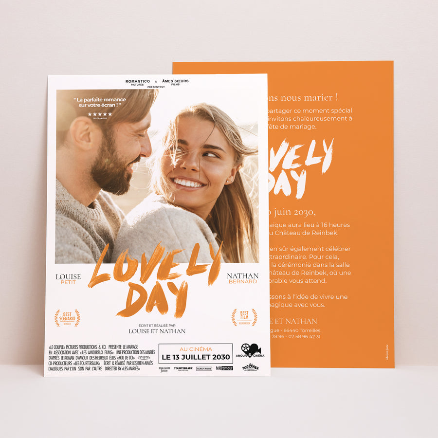 Faire-part Mariage Grand format rectangle Lovely day, le film photo