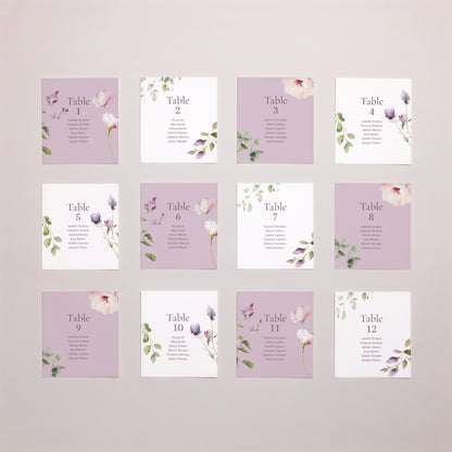 Plan de table Mariage Lot de 12 Romantic purple flowers photo N° 1