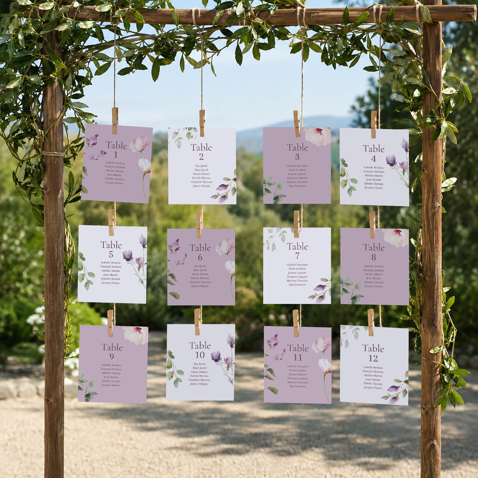 Plan de table Mariage Lot de 12 Romantic purple flowers photo N° 2