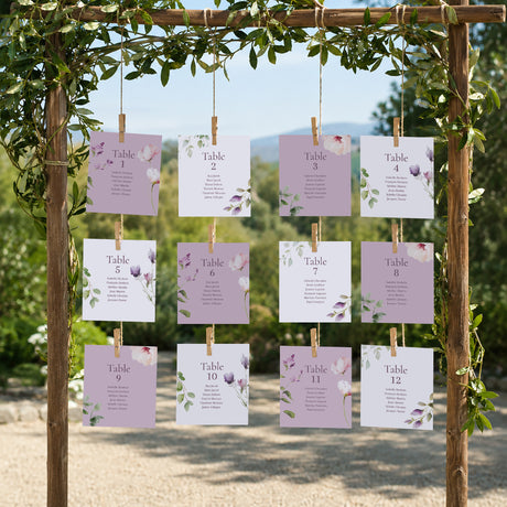 Plan de table Mariage Lot de 12 Romantic purple flowers