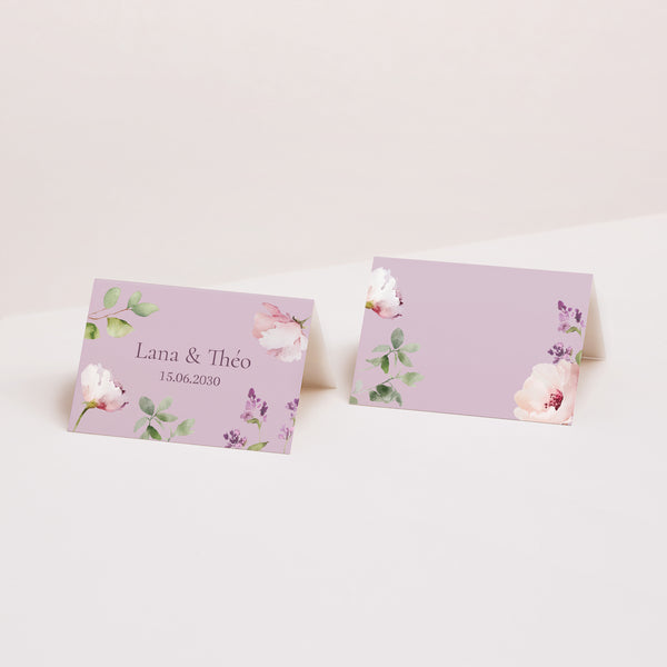 Marque-place Mariage 2 volets Romantic purple flowers photo