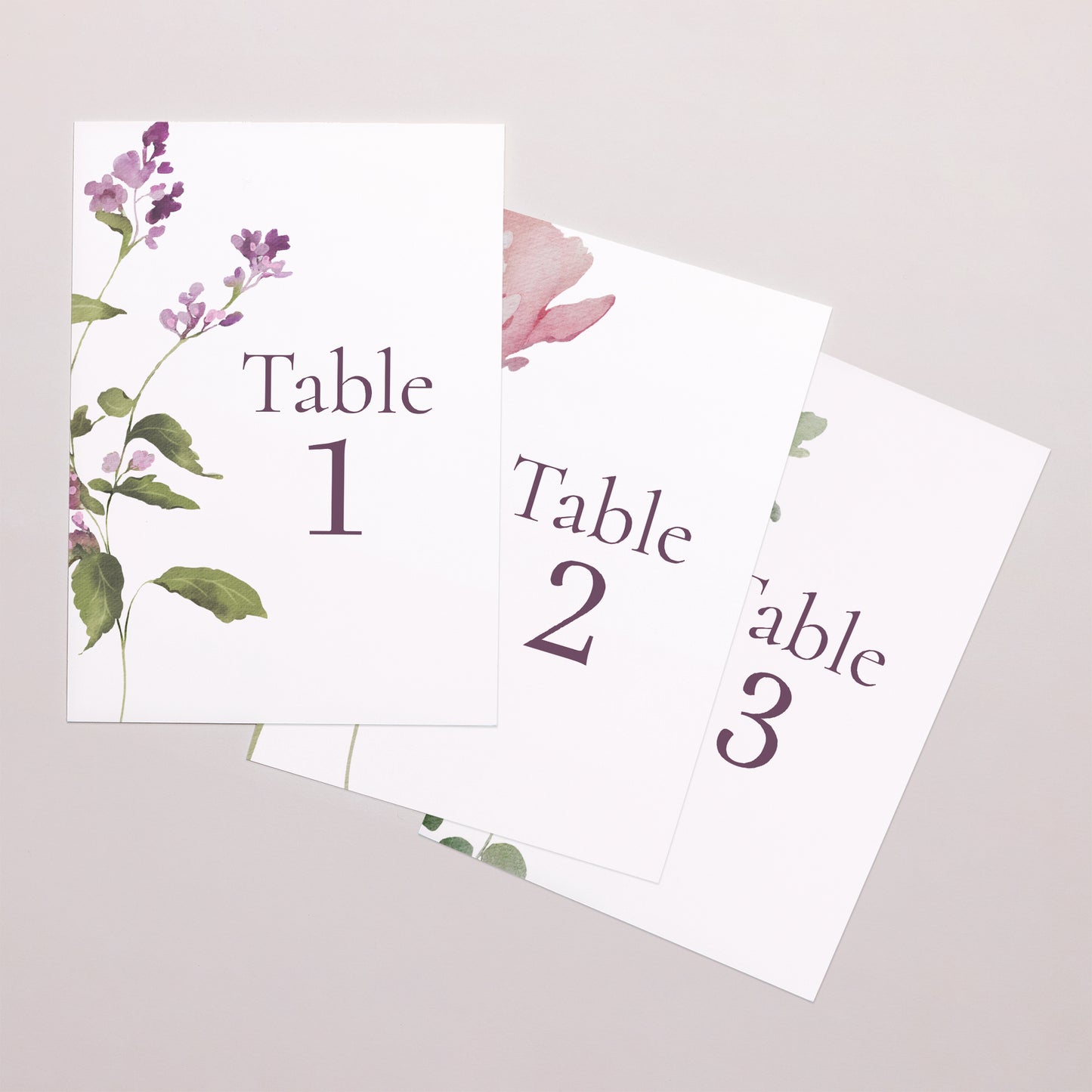 Marque table Mariage Rectangle Romantic purple flowers photo N° 1