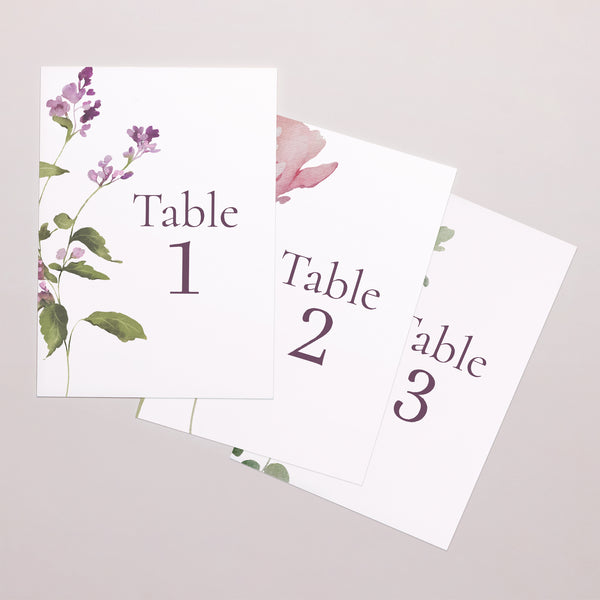 Marque table Mariage Rectangle Romantic purple flowers photo