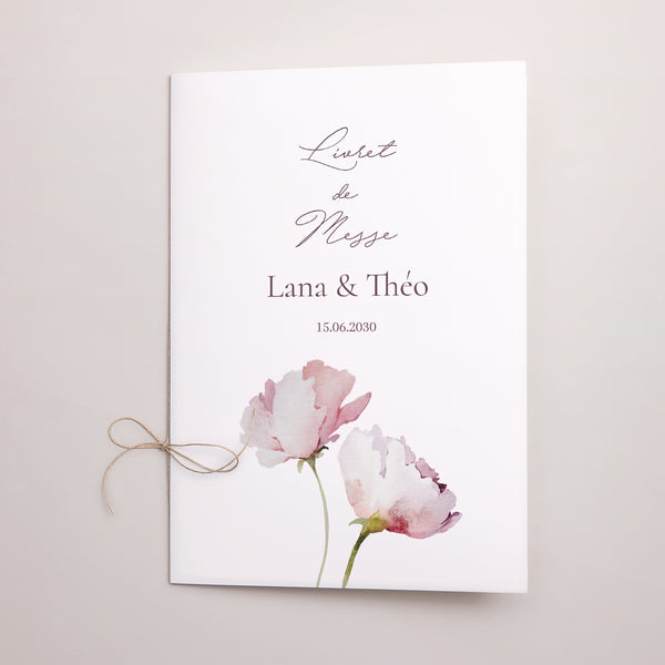 Livret de messe Mariage Double volet Romantic purple flowers photo