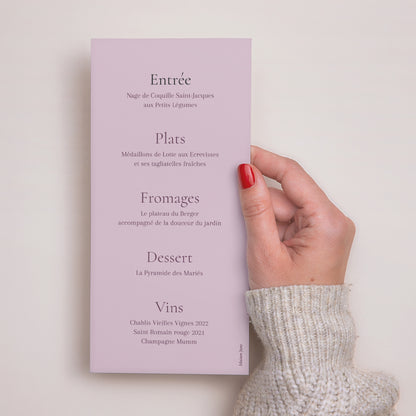 Menu Mariage Panoramique portrait Romantic purple flowers photo N° 3