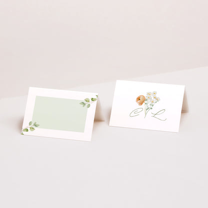 Marque-place Mariage 2 volets Couronne de fleurs romantiques photo N° 1