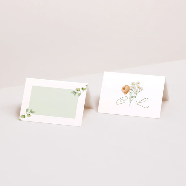 Marque-place Mariage 2 volets Couronne de fleurs romantiques photo