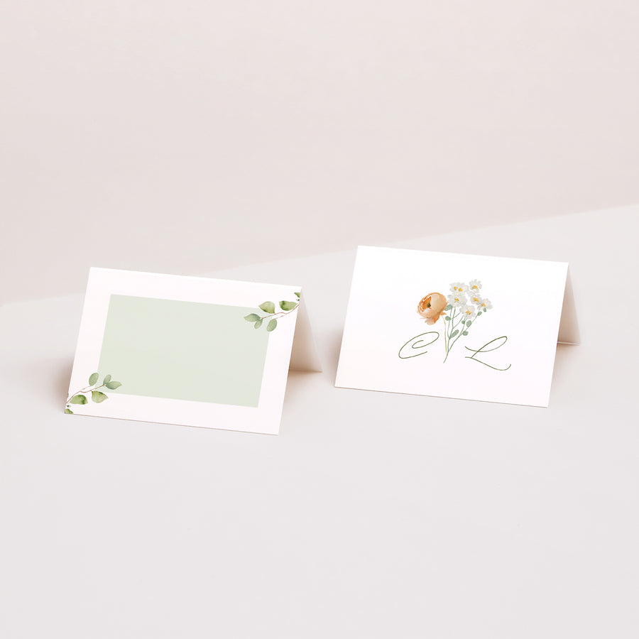 Marque-place Mariage 2 volets Couronne de fleurs romantiques photo