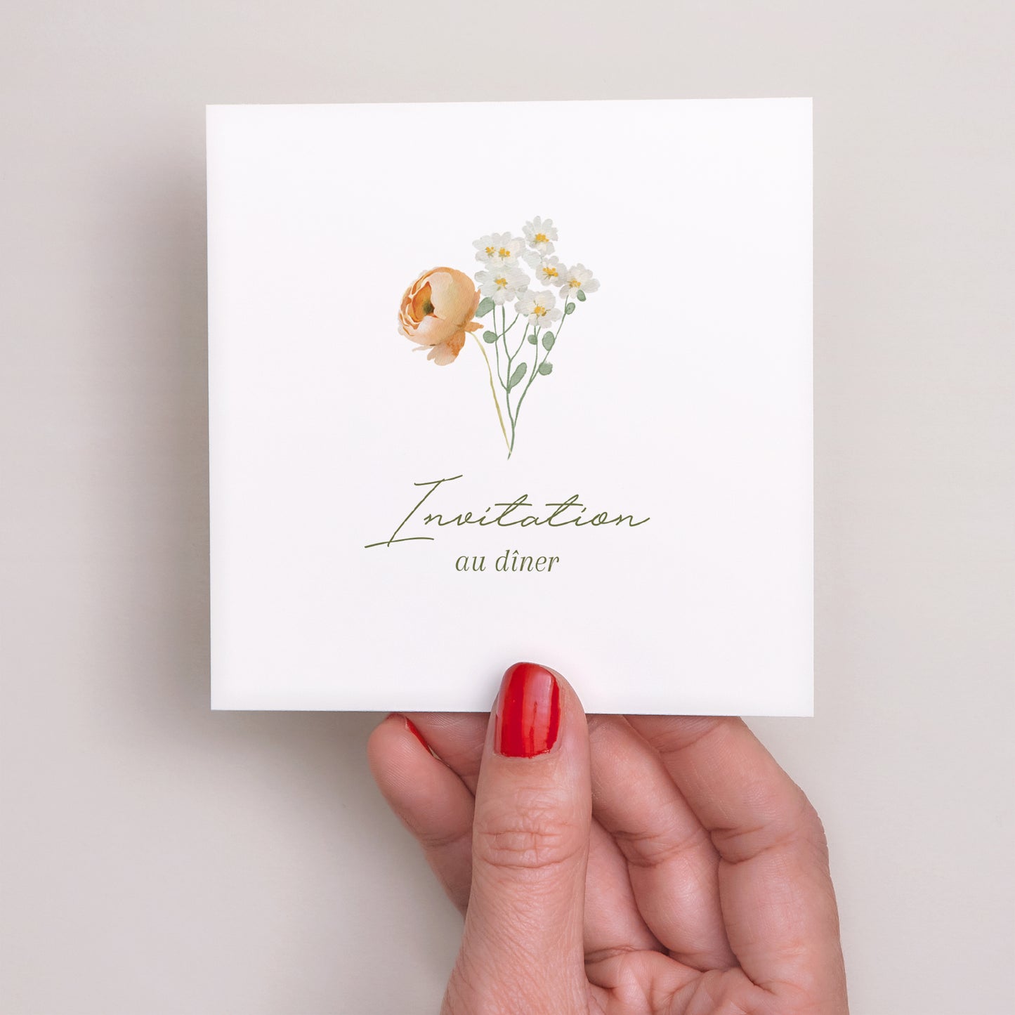 Invitations Mariage Carré Couronne de fleurs romantiques photo N° 2