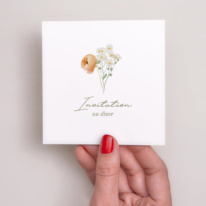 Invitations Mariage Carré Couronne de fleurs romantiques photo N° 2