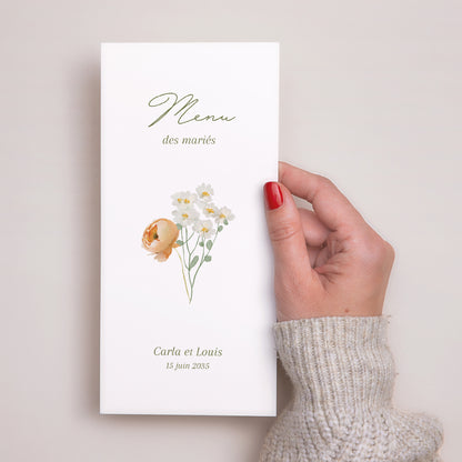 Menu Mariage Panoramique portrait Couronne de fleurs romantiques photo N° 2