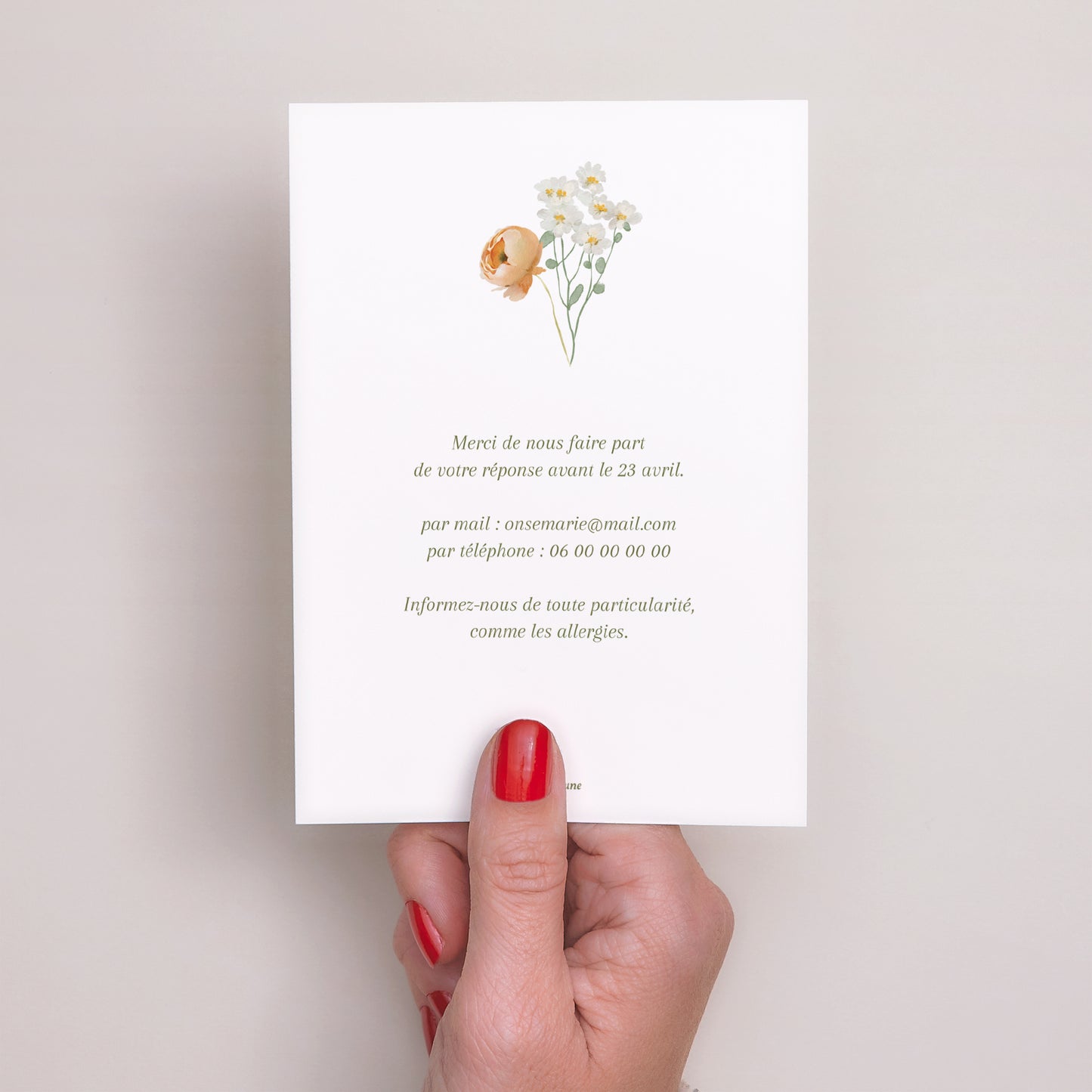 Carton réponse Mariage Portrait Couronne de fleurs romantiques photo N° 3