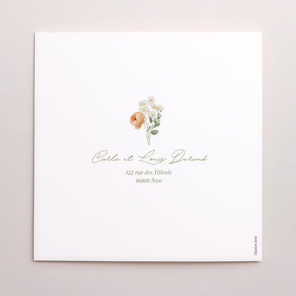 Remerciements Mariage Carré double volet Couronne de fleurs romantiques photo N° 3