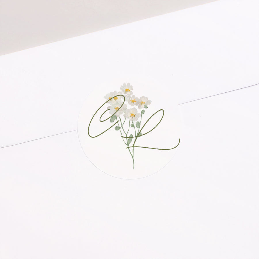 Sticker Mariage Rond Couronne de fleurs romantiques photo
