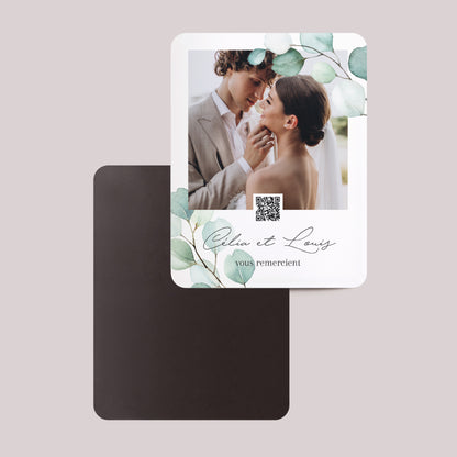 Remerciements Mariage Lot de 8, magnétique, rectangle coins arrondis Feuilles d'Eucalyptus photo N° 2