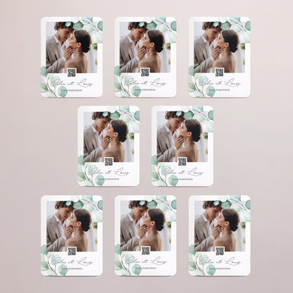 Remerciements Mariage Lot de 8, magnétique, rectangle coins arrondis Feuilles d'Eucalyptus photo N° 3