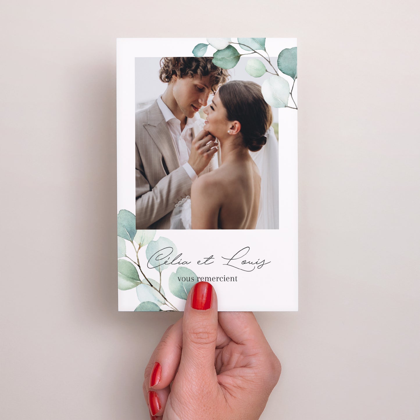 Remerciements Mariage Portrait Feuilles d'eucalyptus photo N° 2